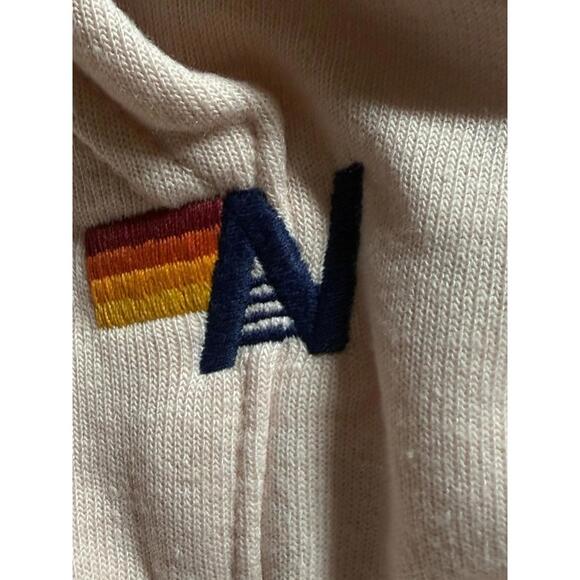 Aviator Nation Full Zip Hoodie Med 5 Stripe Light Pink/Rainbow White NWT $196 - Picture 12 of 16